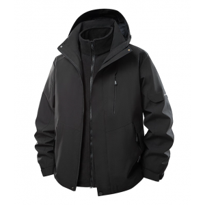 Men's 3-in-1 jacket with hood for autumn and winter, outdoor casual wear